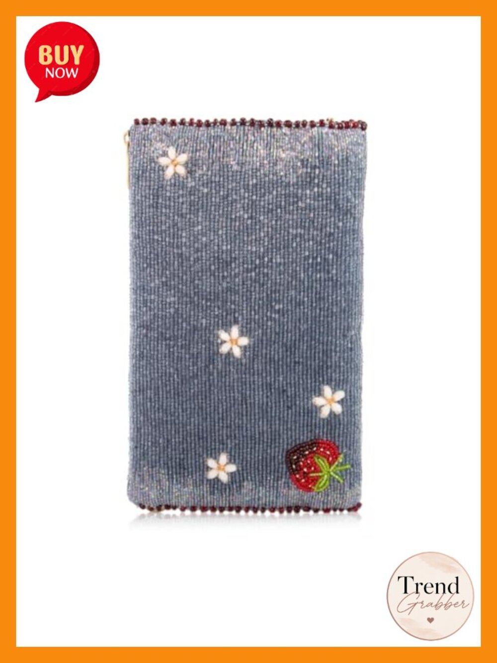 Hand-Beaded Crossbody Phone Bag with Beaded Chain Strap